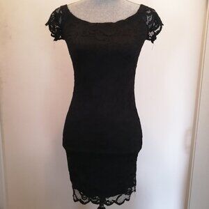 🇨🇦 LBD-- Black Stretch Lace Bodycon Wiggle Dress by U2B (Urban Planet), NWT